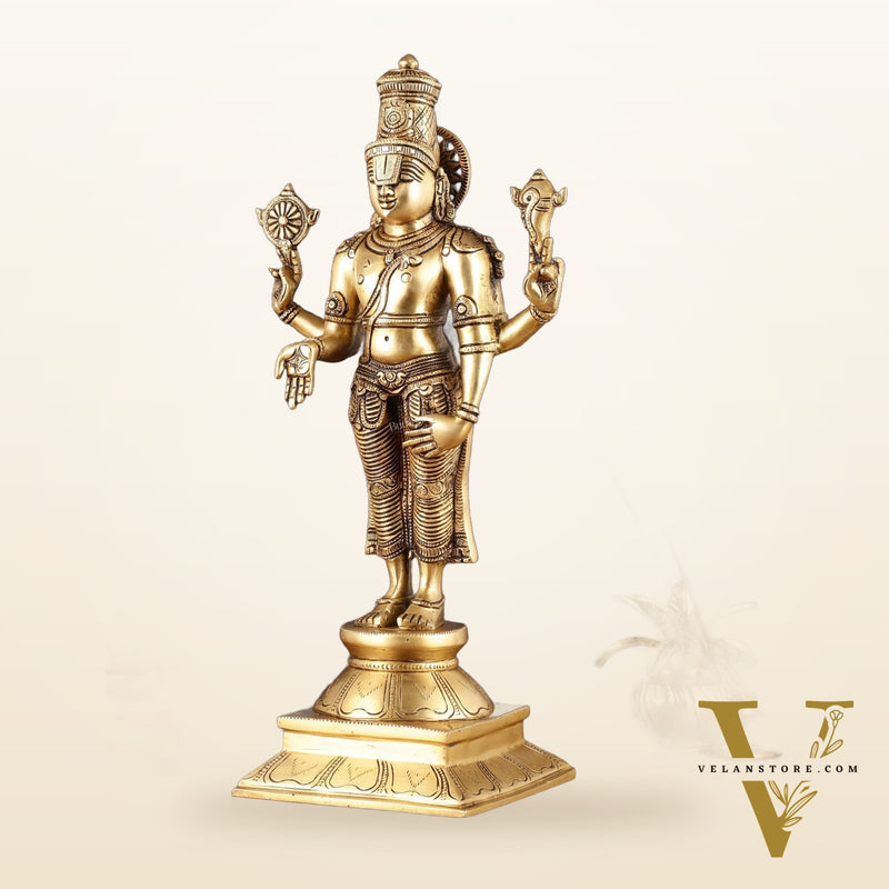 Pure Brass Tirupati Balaji Statue - 19"