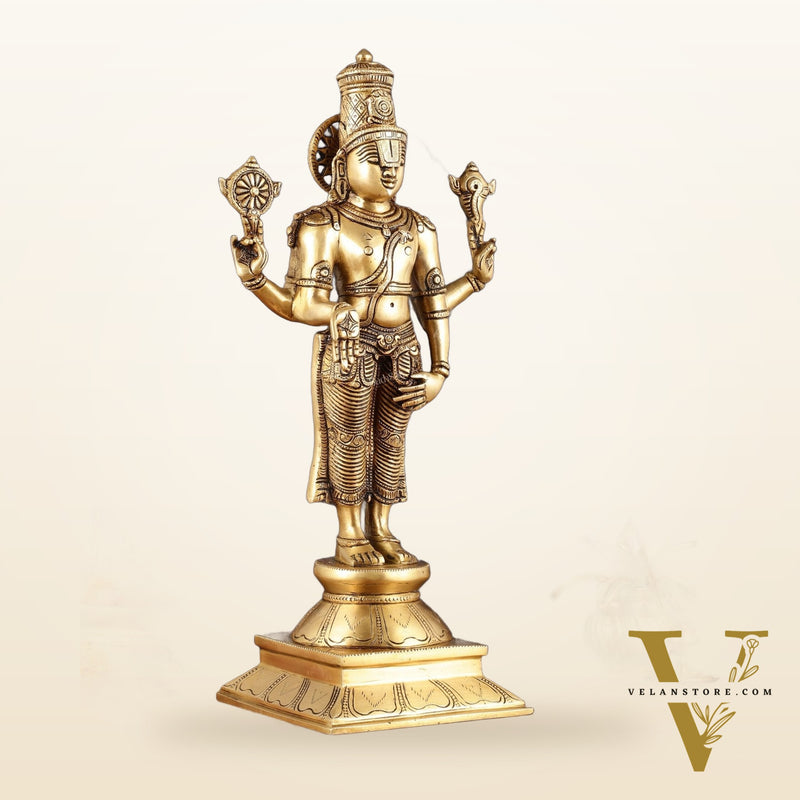 Pure Brass Tirupati Balaji Statue - 19"
