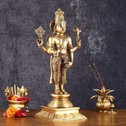 Pure Brass Tirupati Balaji Statue - 19"