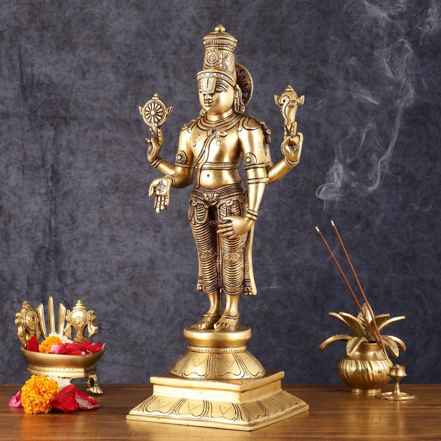Pure Brass Tirupati Balaji Statue - 19"