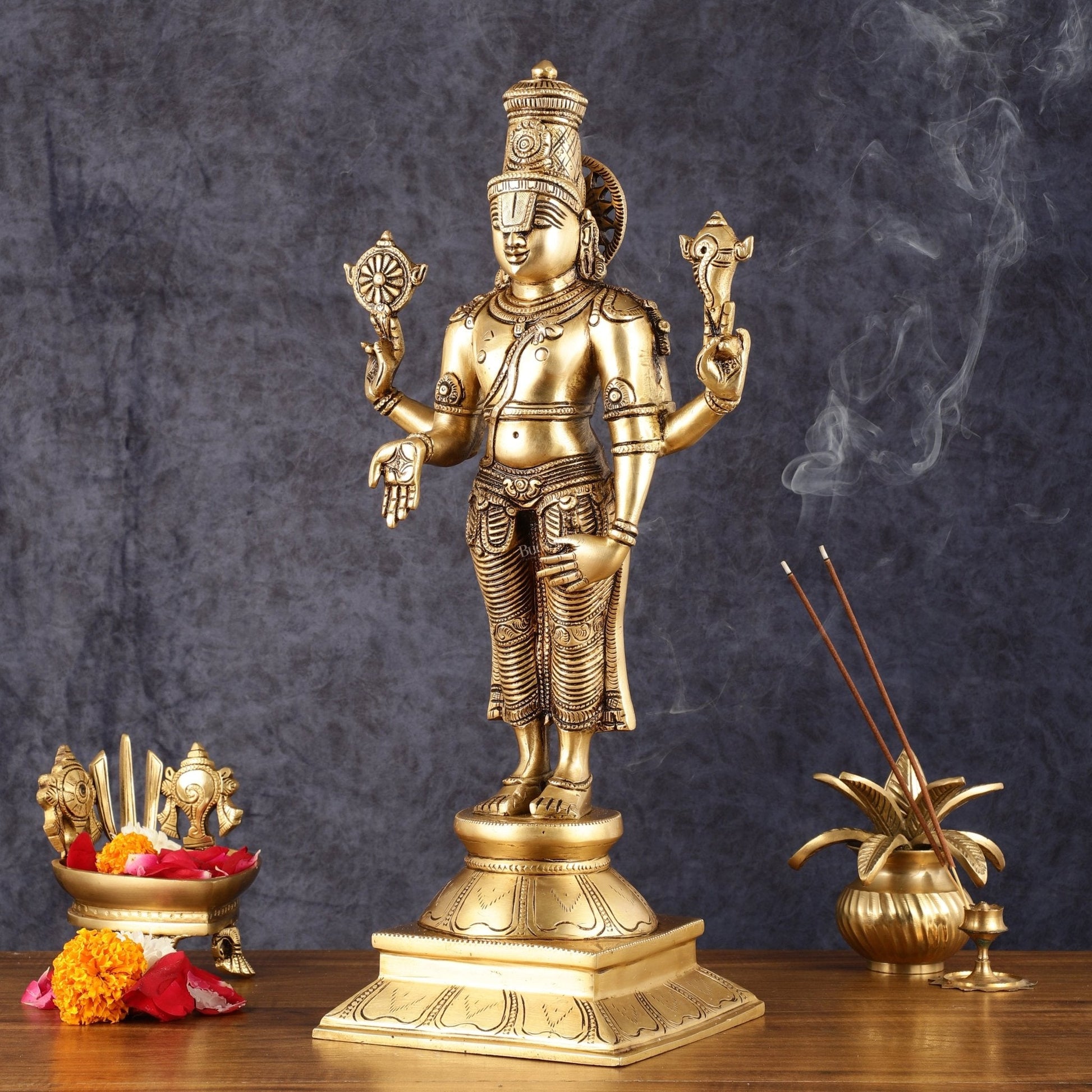 Pure Brass Tirupati Balaji Statue - 19"