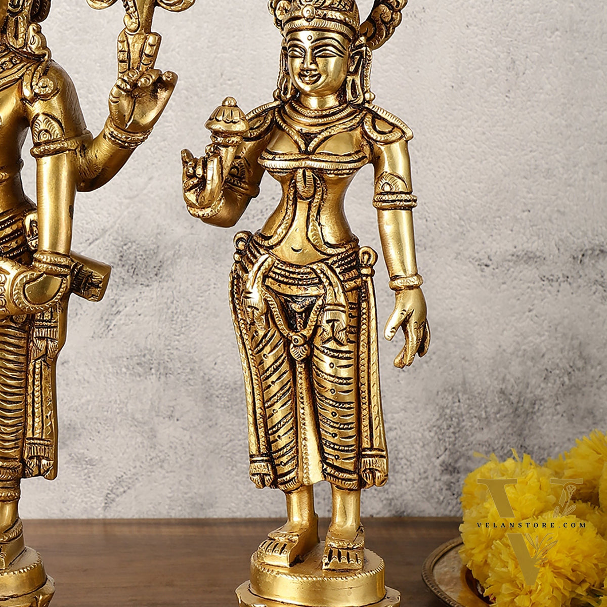 Pure Brass Tirupati Balaji with Bhudevi and Sridevi - Set of Three Idols 14 inch