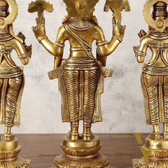 Pure Brass Tirupati Balaji with Bhudevi and Sridevi - Set of Three Idols 14 inch