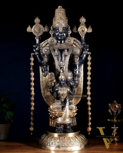 Pure Brass Tirupati Balaji with Engraved Goddess Lakshmi – 28”