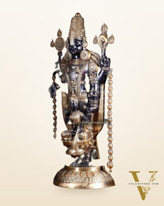 Pure Brass Tirupati Balaji with Engraved Goddess Lakshmi – 28”