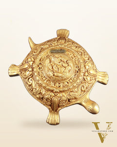 Pure Brass Tortoise with Lord Ganesha Engraving – Vastu Approved, 8 Inch