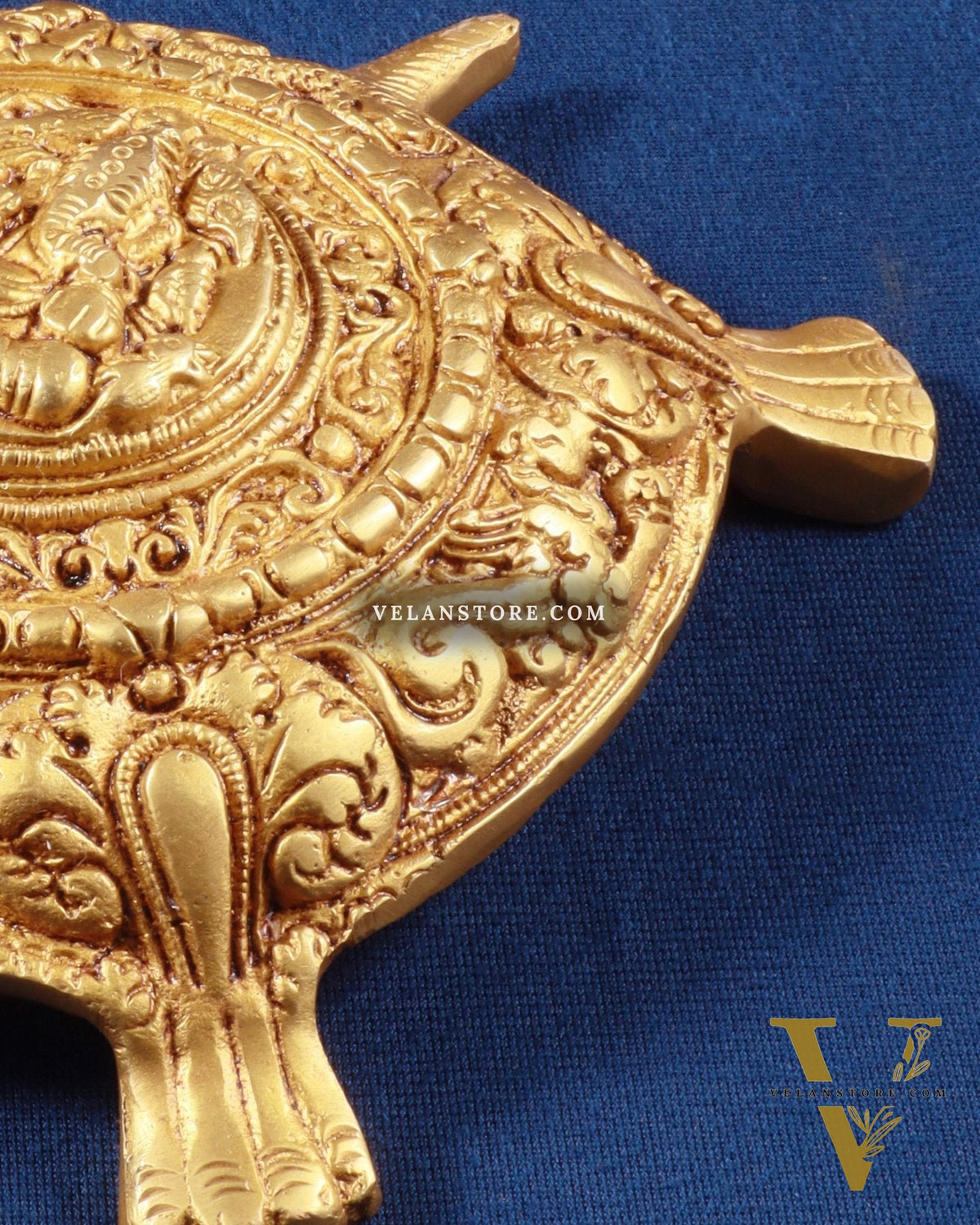 Pure Brass Tortoise with Lord Ganesha Engraving – Vastu Approved, 8 Inch