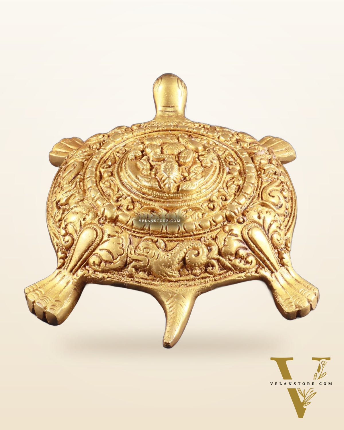 Pure Brass Tortoise with Lord Ganesha Engraving – Vastu Approved, 8 Inch