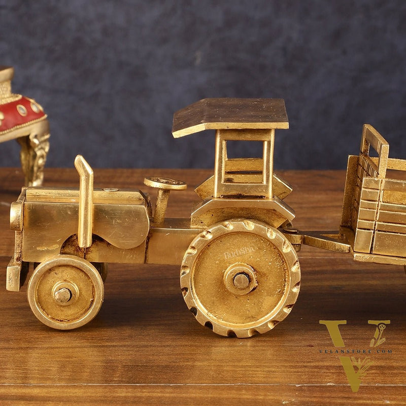 Pure Brass Tractor Showpiece - 4" Height