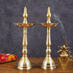 Pure Brass Traditional Kerala Oil Lamp villaku - 16 Inches