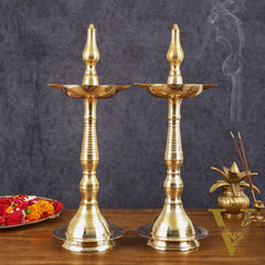 Pure Brass Traditional Kerala Oil Lamp villaku - 16 Inches