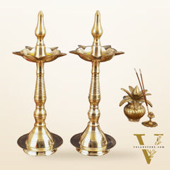 Pure Brass Traditional Kerala Oil Lamp villaku - 16 Inches