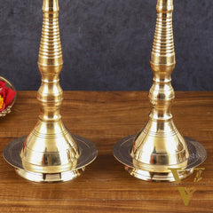 Pure Brass Traditional Kerala Oil Lamp villaku - 16 Inches