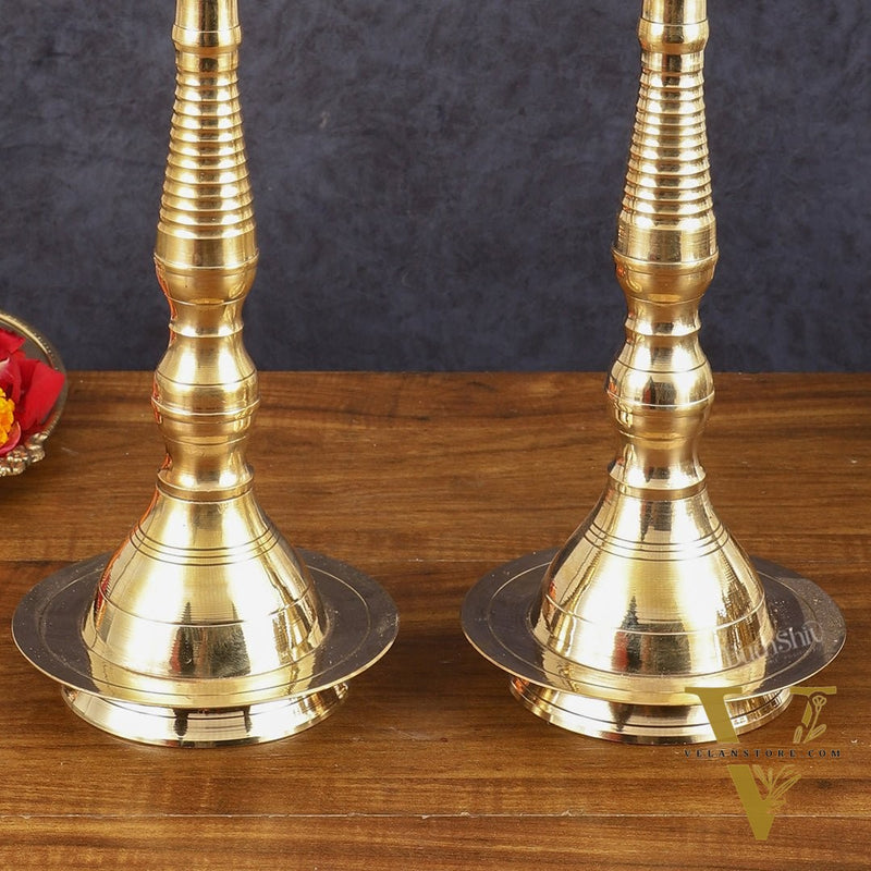 Pure Brass Traditional Kerala Oil Lamp villaku - 16 Inches