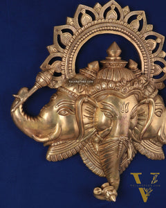 Pure Brass Trimukhi Ganapati Wall Hanging 17.5"