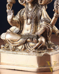 Pure Brass Trimurti Idol – Brahma, Vishnu, and Mahesh (Shiva) 5"