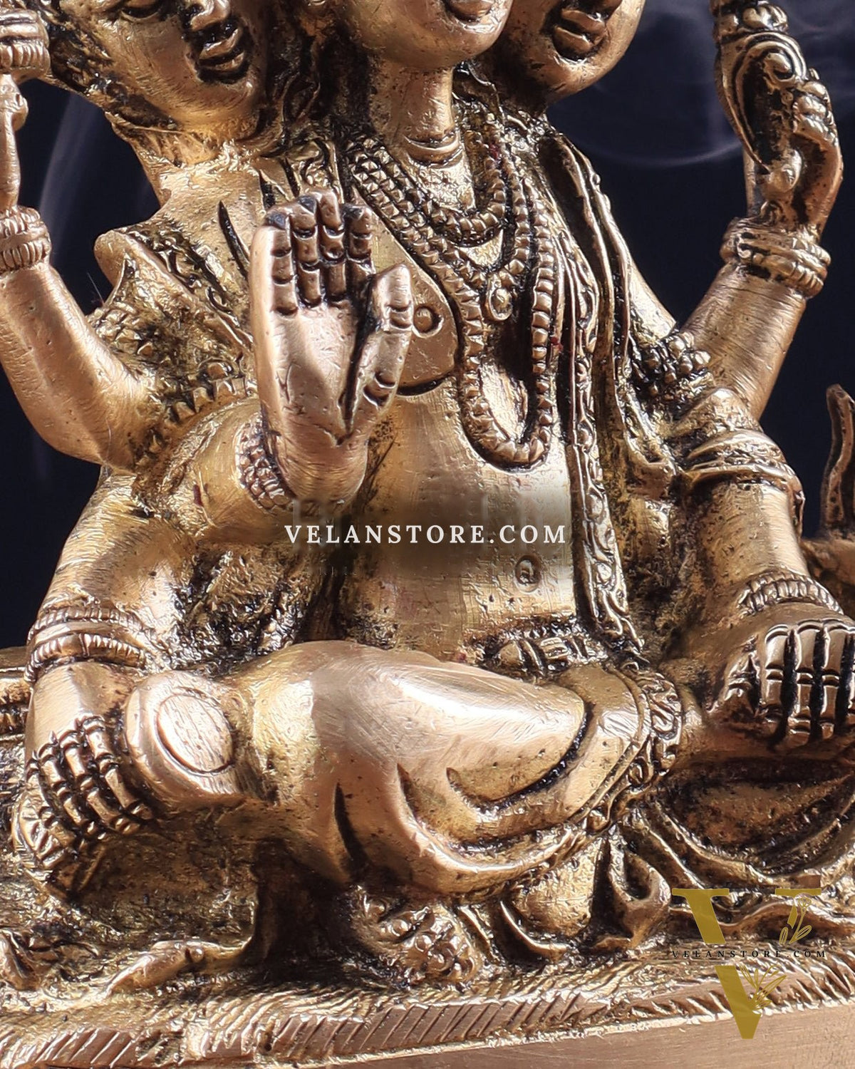Pure Brass Trimurti Idol – Brahma, Vishnu, and Mahesh (Shiva) 5"