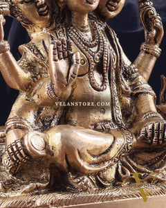 Pure Brass Trimurti Idol – Brahma, Vishnu, and Mahesh (Shiva) 5"