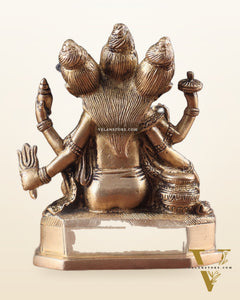 Pure Brass Trimurti Idol – Brahma, Vishnu, and Mahesh (Shiva) 5"