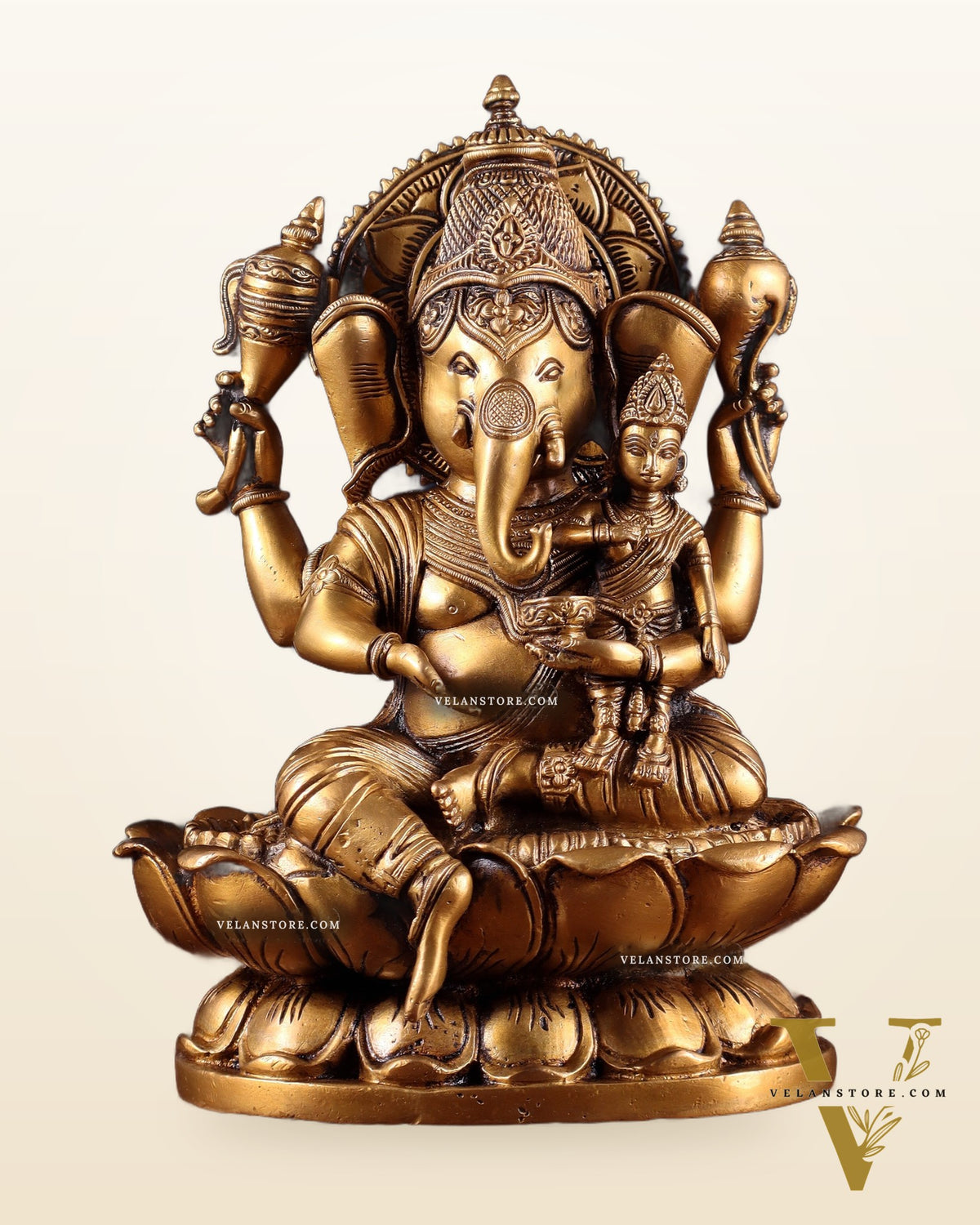 Pure Brass uchishta Shakti Ganesha Idol – 10.5" Handcrafted