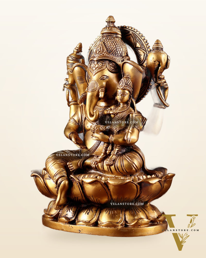 Pure Brass uchishta Shakti Ganesha Idol – 10.5" Handcrafted