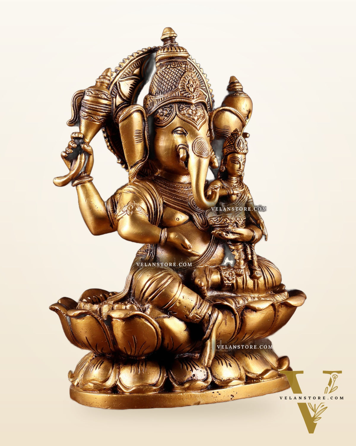 Pure Brass uchishta Shakti Ganesha Idol – 10.5" Handcrafted