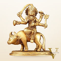 Pure Brass Umiya Mata Idol - 5.5" durga on cow