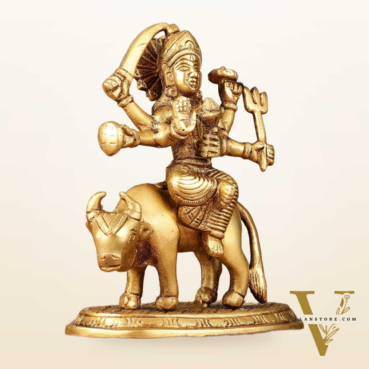 Pure Brass Umiya Mata Idol - 5.5" durga on cow
