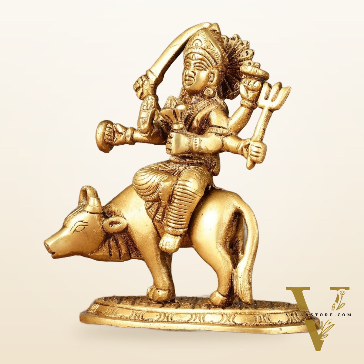 Pure Brass Umiya Mata Idol - 5.5" durga on cow