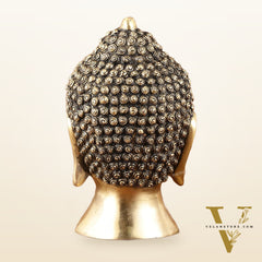 Pure Brass Unique Buddha Head Statue with Mani - 9"