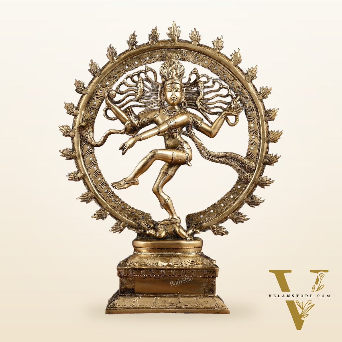 Pure Brass Unique Dancing Shiva Nataraja Statue - Height 21"