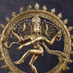 Pure Brass Unique Dancing Shiva Nataraja Statue - Height 21"