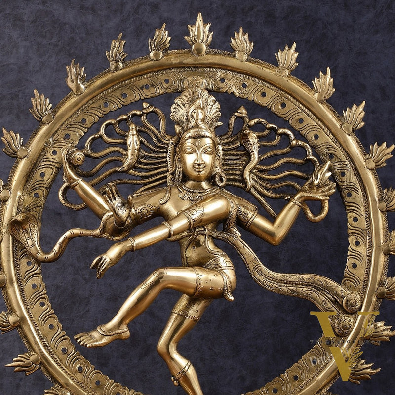 Pure Brass Unique Dancing Shiva Nataraja Statue - Height 21"