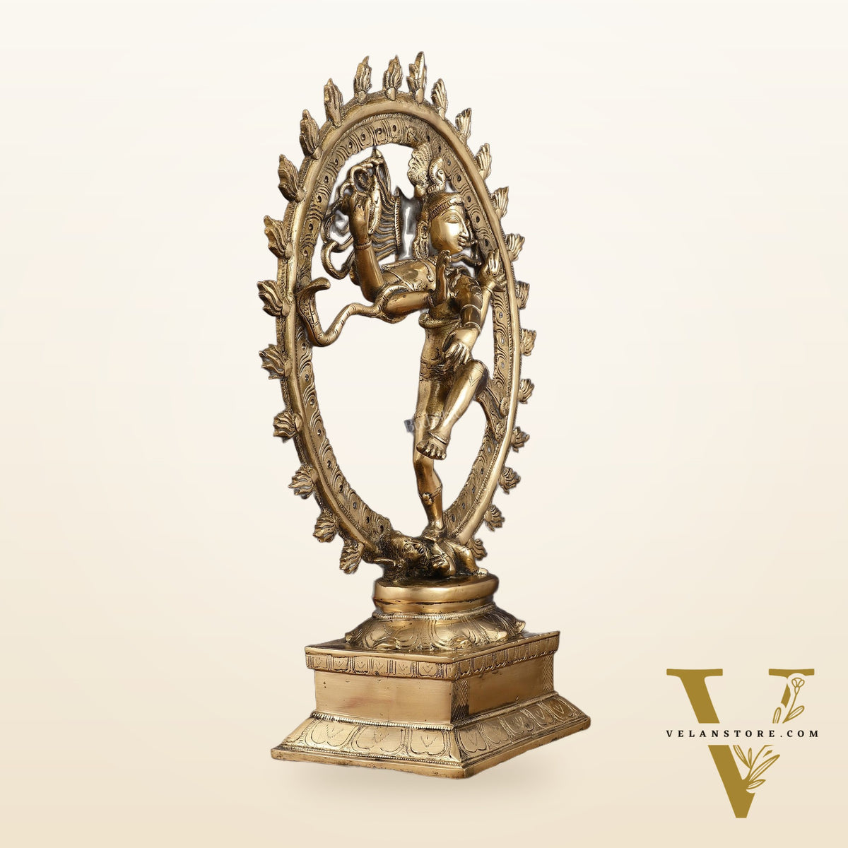 Pure Brass Unique Dancing Shiva Nataraja Statue - Height 21"
