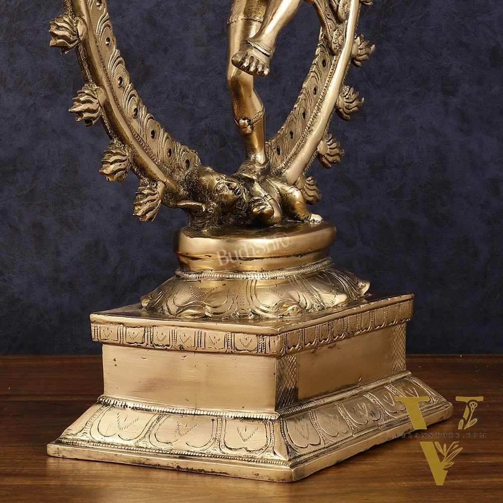 Pure Brass Unique Dancing Shiva Nataraja Statue - Height 21"