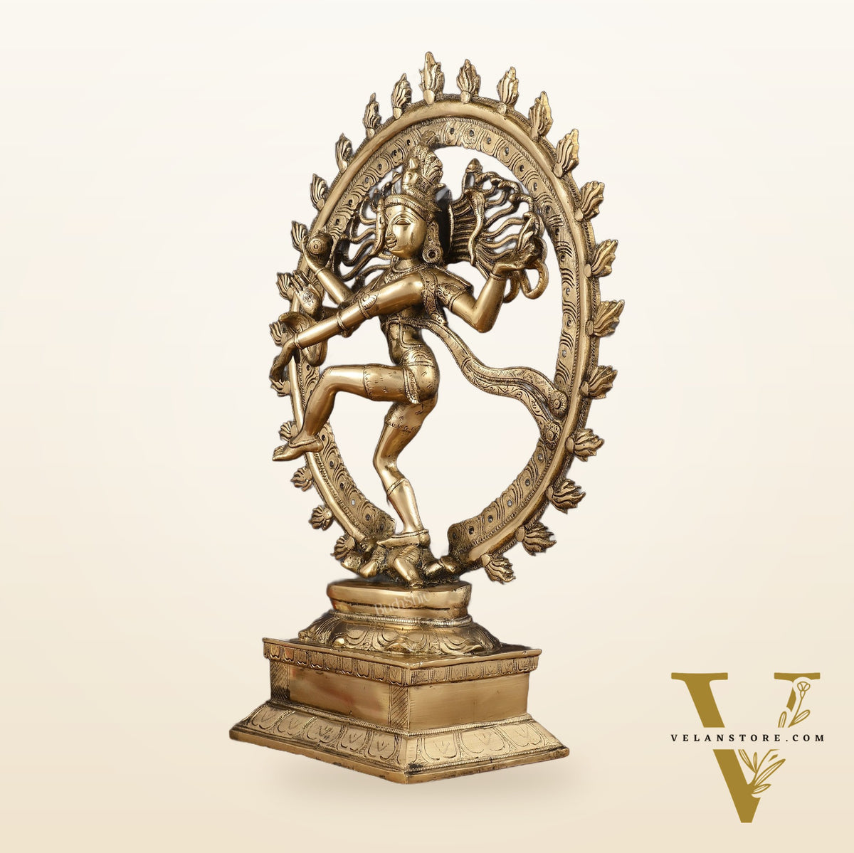 Pure Brass Unique Dancing Shiva Nataraja Statue - Height 21"