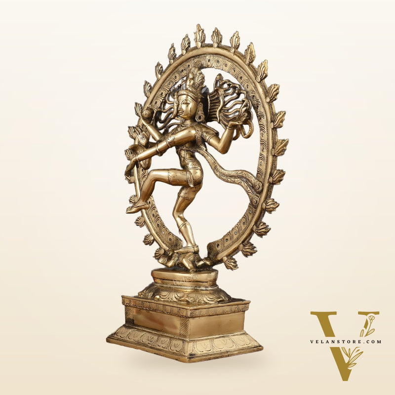 Pure Brass Unique Dancing Shiva Nataraja Statue - Height 21"