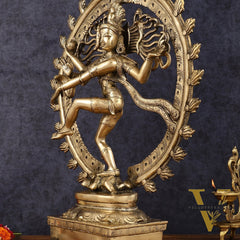 Pure Brass Unique Dancing Shiva Nataraja Statue - Height 21"
