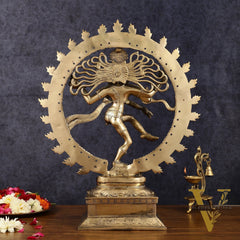 Pure Brass Unique Dancing Shiva Nataraja Statue - Height 21"