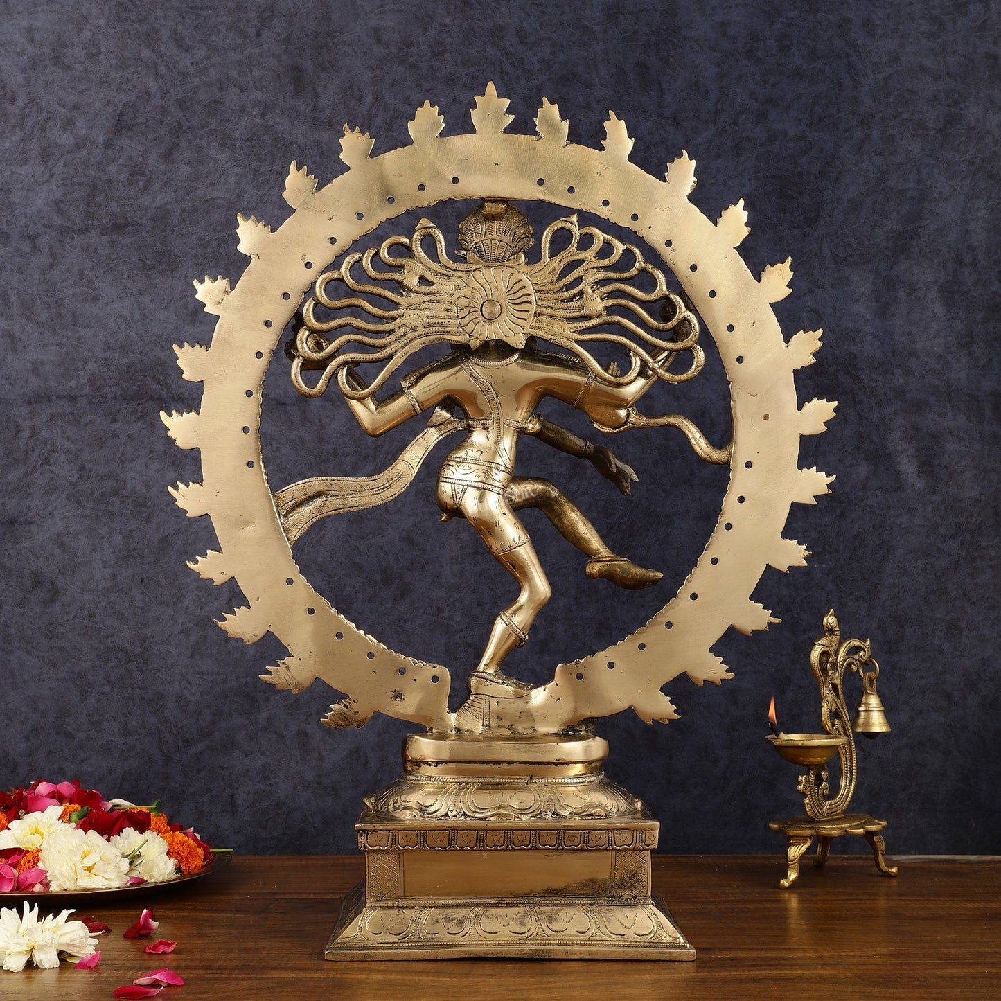 Pure Brass Unique Dancing Shiva Nataraja Statue - Height 21"