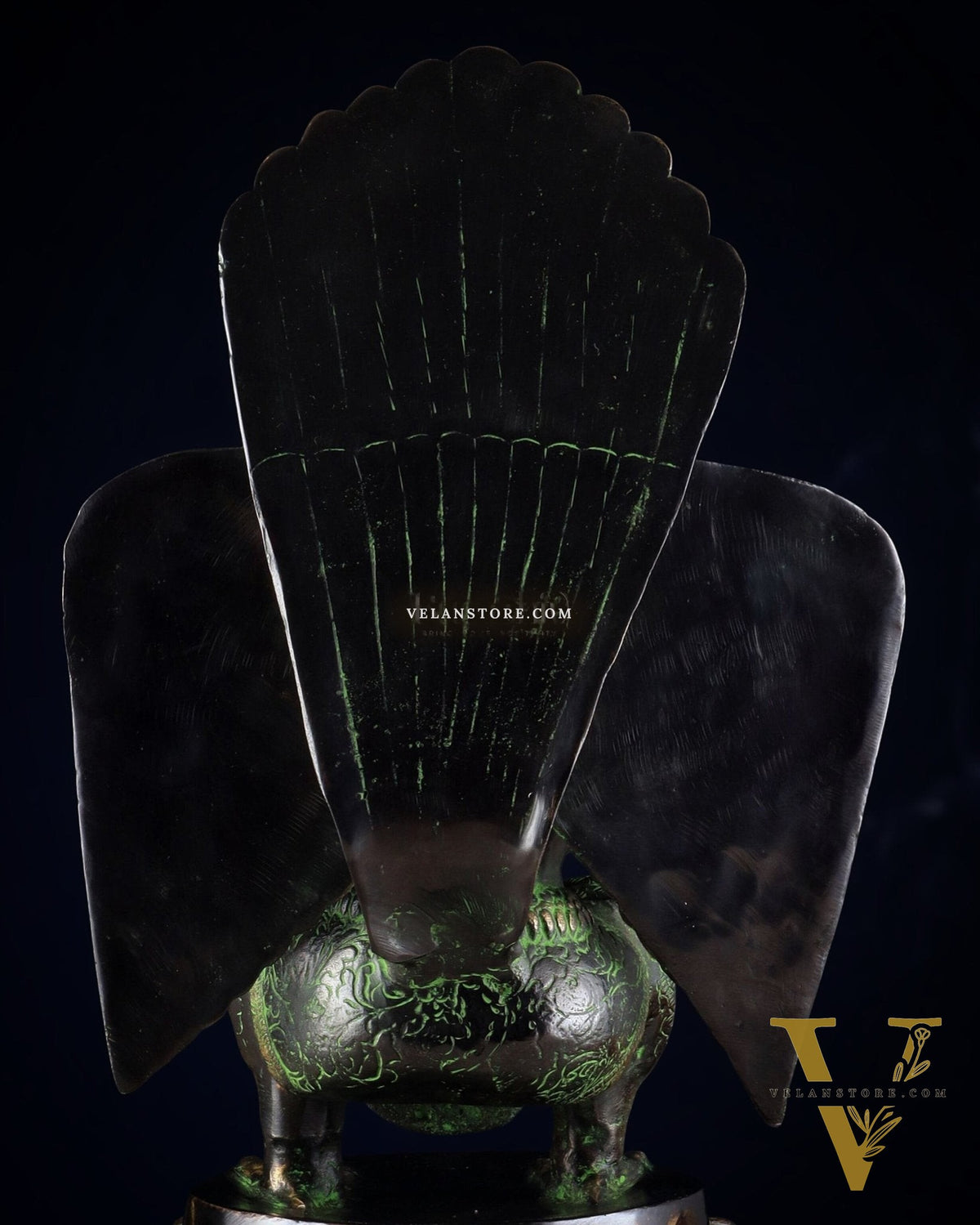 Pure Brass Unique Garuda Dev Statue (Black and Green Antique Tone) 17"