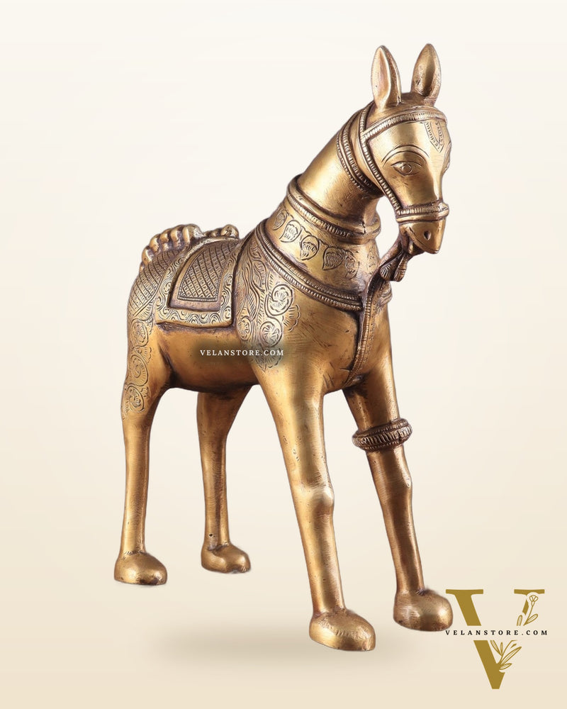 Pure Brass Unique Horse Statue Showpiece 12.6 inches