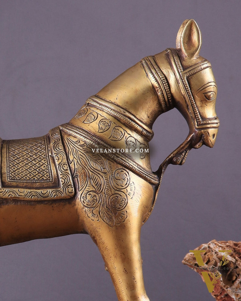 Pure Brass Unique Horse Statue Showpiece 12.6 inches