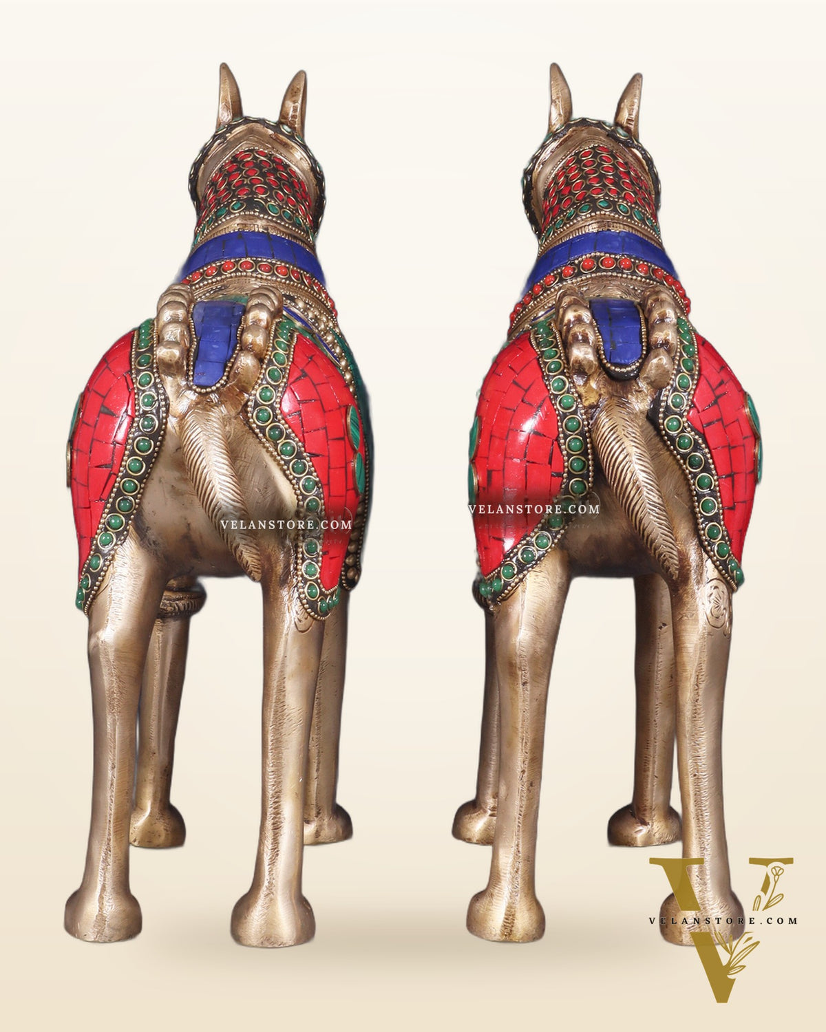 Pure Brass Unique Horse Statue Showpiece Pair | 12.6"