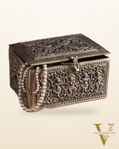 Pure Brass Unique Jewelry Treasure Storage Box – Multipurpose with Intricate Carvings