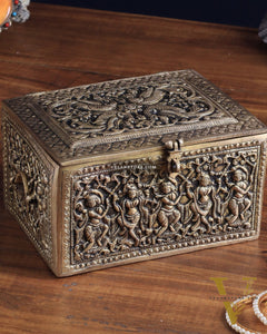 Pure Brass Unique Jewelry Treasure Storage Box – Multipurpose with Intricate Carvings