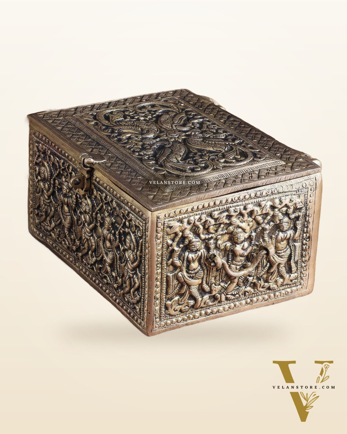 Pure Brass Unique Jewelry Treasure Storage Box – Multipurpose with Intricate Carvings