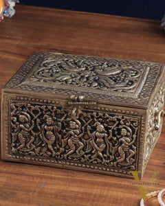 Pure Brass Unique Jewelry Treasure Storage Box – Multipurpose with Intricate Carvings