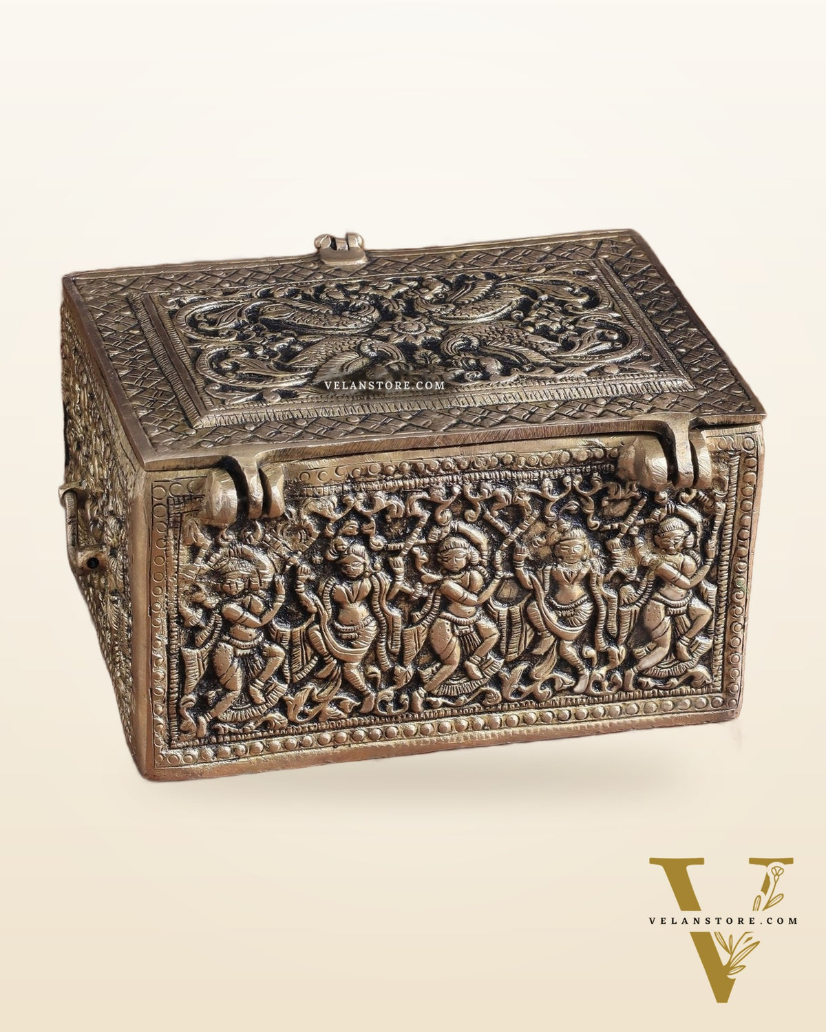 Pure Brass Unique Jewelry Treasure Storage Box – Multipurpose with Intricate Carvings