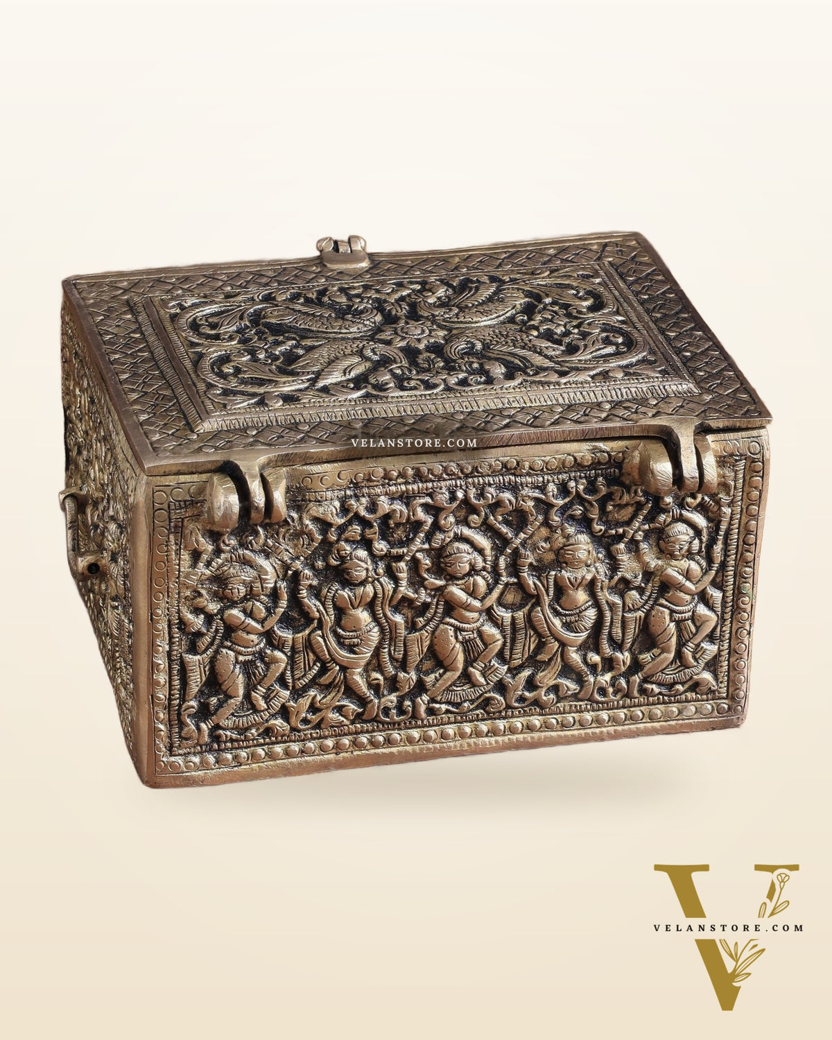 Pure Brass Unique Jewelry Treasure Storage Box – Multipurpose with Intricate Carvings